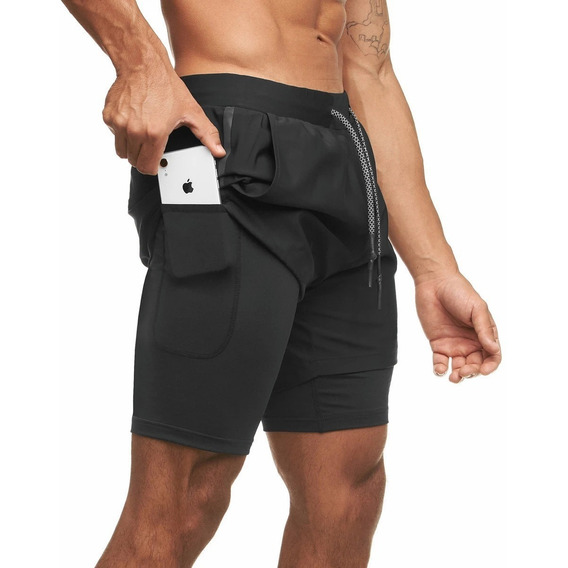 Short Gym Para Gimnasio Con Licra Deportiva 2 En 1 Hombre