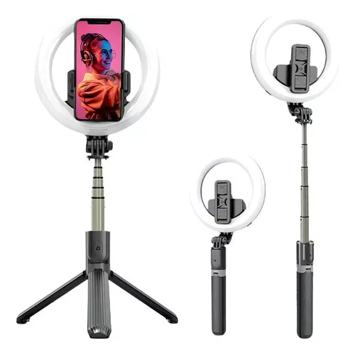 Trípode para teléfono celular Bluetooth, con luz LED, para selfies