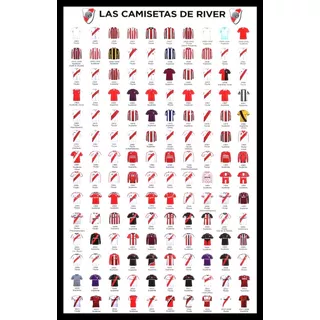 River Plate Camisetas 1901 Al 2018 Cuadro Enmarcado 45x30cm