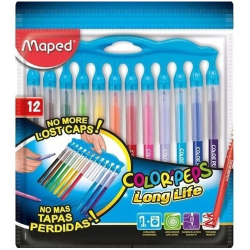 Maped Marcadores Colores Peps Long Life 12 Unid Int 845045