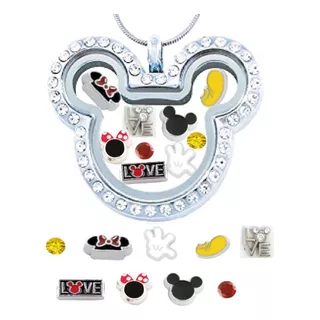 Locket Relicario Mickey + Charms Dije Cadena Personalizable