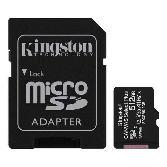 Tarjeta de memoria Kingston SDCS2/512GB  Canvas Select con adaptador SD 512GB