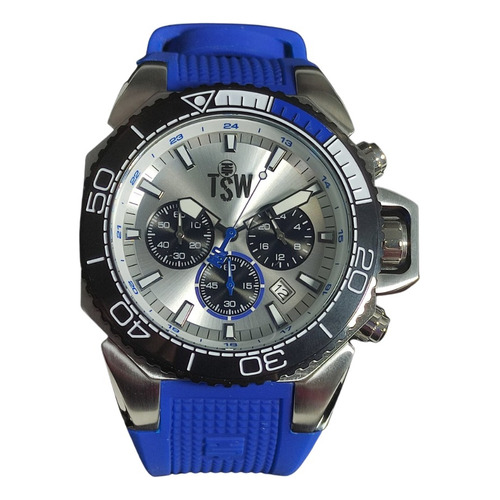 Reloj Technosport Hombre Ts-100-z1 Azul Color Del Bisel Negro Color Del Fondo Plateado