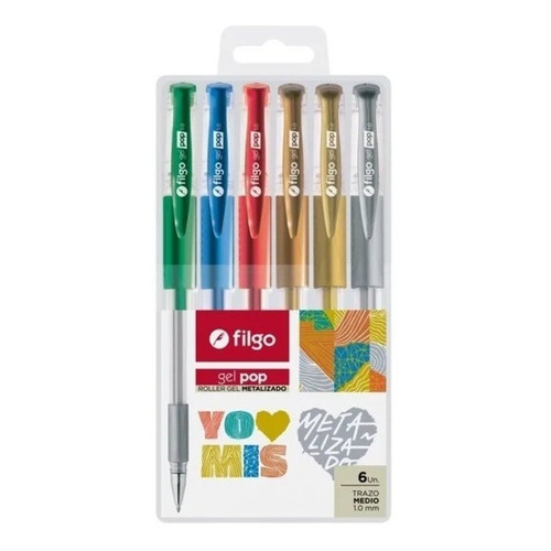 Boligrafos Gel Pop X6 Metalizado Filgo Gp10-e6-met Color de la tinta Citrus Color del exterior Multi color