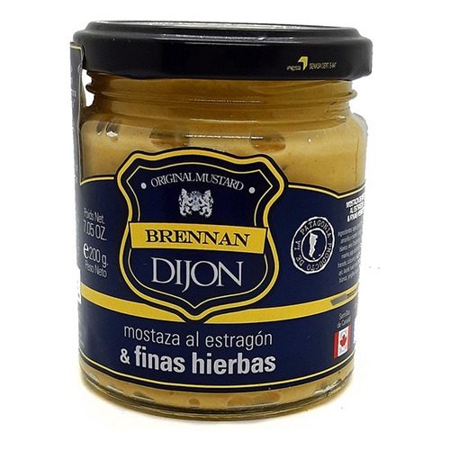 Mostaza Al Estragón Y Finas Hierbas 200 Gr Marca Brennan