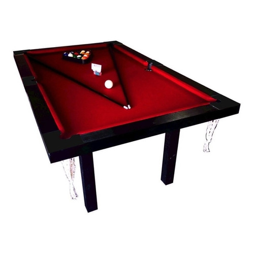 Mesa de Pool Deportes Brienza Semiprofesional de 1.85m x 1.1m x 0.8m color negro, paño rojo y redes color blanco