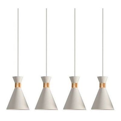 Lampara Colgante Galina De Diseño 4 Luces Blanco/cobre Nk