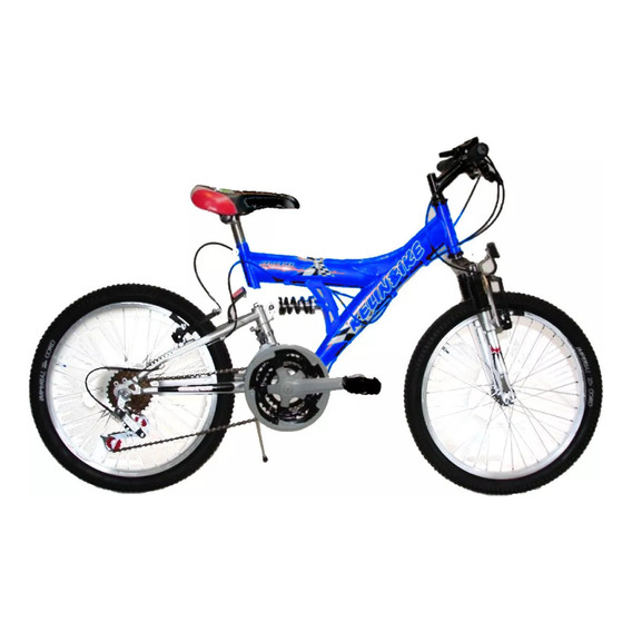 Bicicleta Mountain Bike Rodado 20 Kelinbike 18 Velocidades Doble Suspensión Frenos V/brake Con Pie De Apoyo Color Azul 