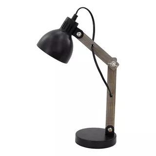 Lámpara De Escritorio Fiona ,madera Nordico Apto Led E14 Color De La Estructura Negro