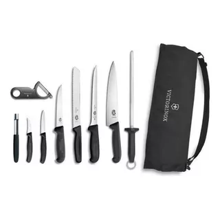 Cuchillos Con Funda Victorinox Para Cocina Chef Set 10 Pz Color Negro