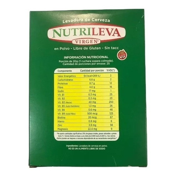 Levadura De Cerveza Virgen Nutrileva En Polvo 500 Gr