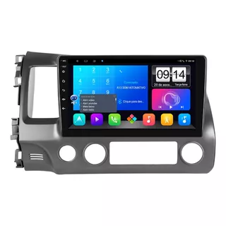 Multimidia New Civic 10p Android 13 Octa 2gb Carplay Voz 4g Cor Grafite