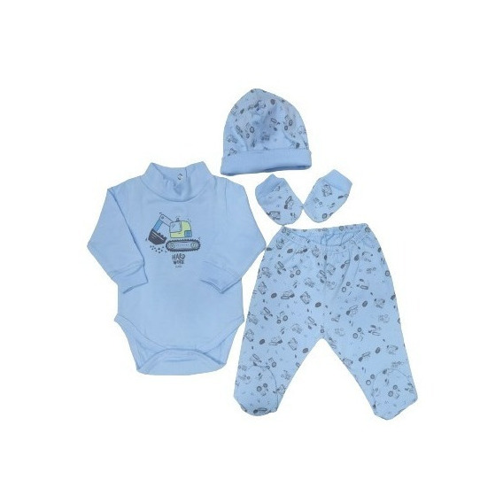 Ajuar Bebe 4 Piezas Algodon Body Ranita Miton Gorro Caja 