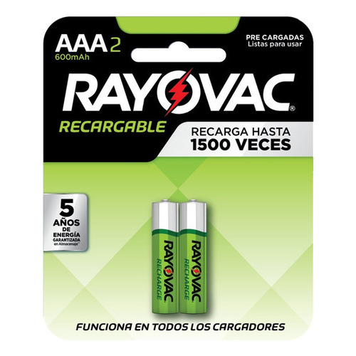 Pilas Recargables Rayovac Ld724 Blister 2 Aaa Trile A 600mah