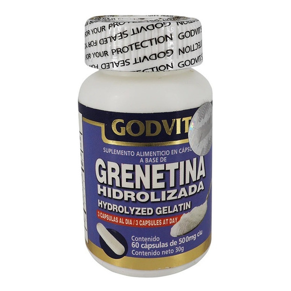 Grenetina Hidrolizada 60 Capsulas De 500 Mg Godvit® Sabor Sin Sabor