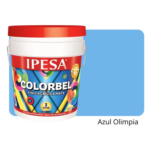 Pintura Vinílica Interior 4 Litros Colorbel 3 Años Galón Color Azul Olimpia