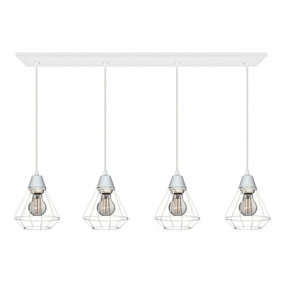 Colgante Jaula 4 Luces Diamante Blanco Deco Vintage Apto Led