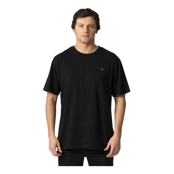 Polera Hombre Kivul Reciclada Negro Logo Blanco