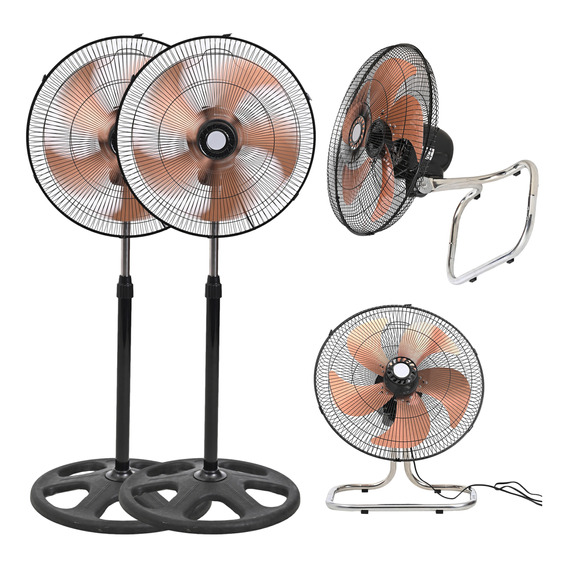 2 Ventiladores 3 En 1 Potente 5 Aspas Metal 18 Pul Giratorio