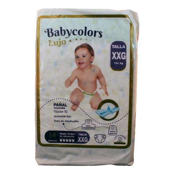 Pañal Infantil Babycolors Lujo Talla Xxg (paq C/ 14 Un)