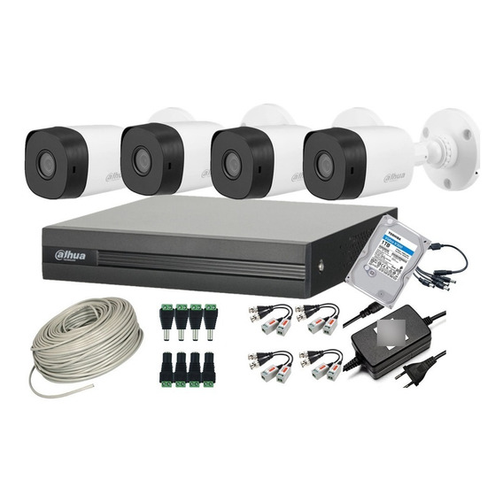 Cctv Kit Pro Dahua Dvr 4ch + 4 Cam 2mp + Disco 1tb Tienda9cl