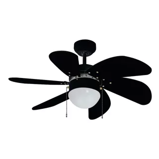 Ventilador De Techo E26 Negro Kipro 6 Aspas Alta Calidad