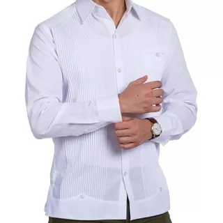 Guayabera Blanca Clásica  100% Artesanal