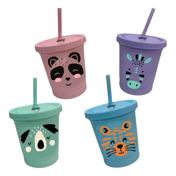 Pack 4 Vaso Jarro Infantil Escolar Sorbete Nene Nena Niños