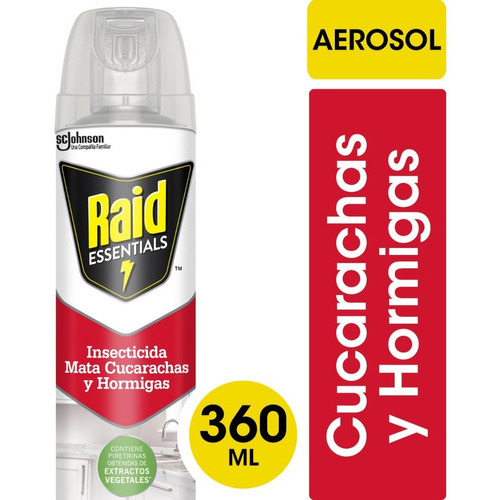 Raid Essentials Para Cucarachas Y Hormigas Aerosol 360ml