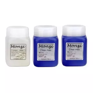 Kit 2 Limpa Prata E 1 Ouro Jóia Monzi Grande 125ml Polimento