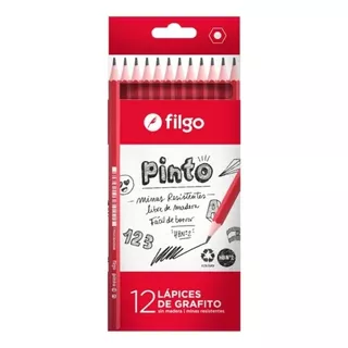 Lapices De Grafito Lápiz Negro Hb Nº2 Pinto Filgo Caja X 12 Color Del Trazo Negro/rojo Color Exterior Rojo