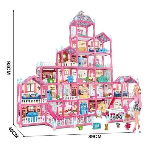 Set De 43 Piezas De Muebles Para Casa De Muñecas – Escala 1:12 Con 5 Muñecas Y Accesorios De Cocina, Baño, Salón Y Dormitorio
