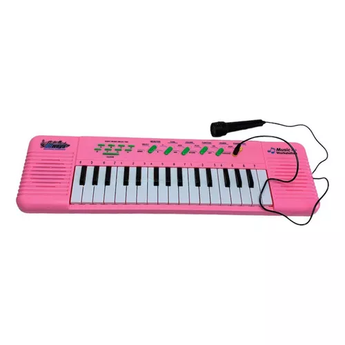 PIANO INFANTIL ELETRÔNICO C/ MICROFONE E EFEITOS DE DJ (ROSA E AZUL)