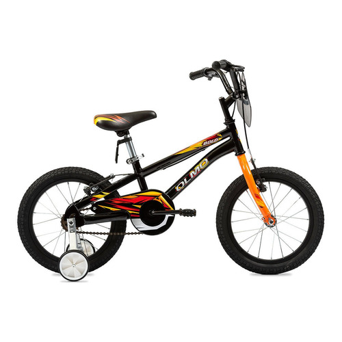 Bicicleta Olmo Cosmo Bold Rodado 16 + Rueditas Infantil Cuot Color Negro/Naranja