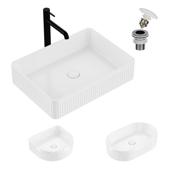 Lavabo Para Baño Cerámico Rectangular Con Tapón De Desagüe