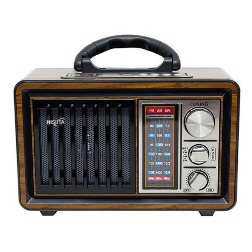 Radio Portatil Am Fm Vintage Retro Bluetooth Aux Linterna Color Marrón oscuro
