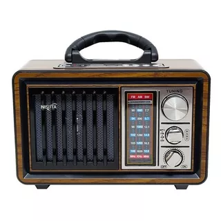 Radio Portatil Am Fm Vintage Retro Bluetooth Aux Linterna Color Marrón Oscuro