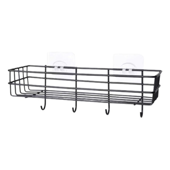 Canasto Organizador Adhesivo Metal Cocina Baño Con Ganchos