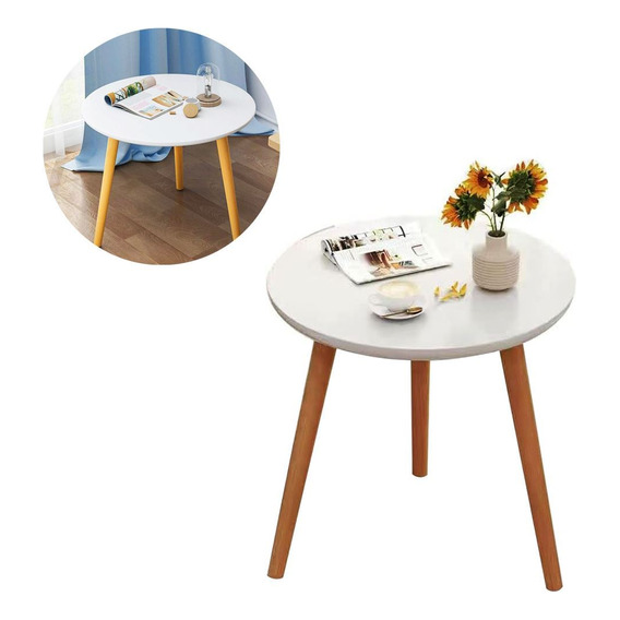 Mesa Ratona Living Mesa Redonda 3 Patas Madera Tipo Eames