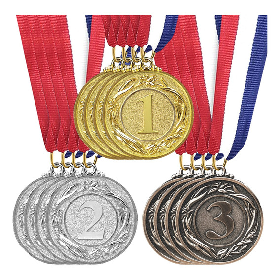 12 Medallas Metal Deportivas De Oro Plata Bronce Para Ninos