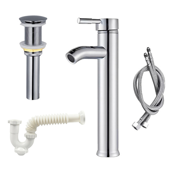 Kit Grifo Mezcladora Llave Monomando Lavabo Fregadero Con Desague Y Contra Push