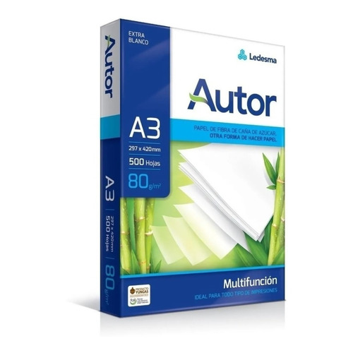 Resma A3 Autor 80grs Color Blanco