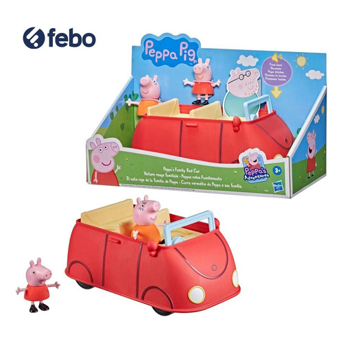 Set Auto Rojo Hasbro De La Famila De Peppa Pig + 2 Figuras 