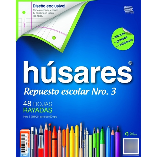 Hojas De Repuesto Húsares Rayadas N3 X48