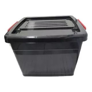 Caja Organizadora De 70 L. Ruedas Cierre Tapa Color Negro