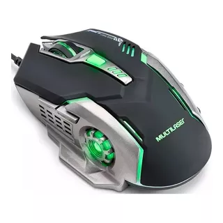 Mouse Gamer Multilaser 2400dpi 6 Botões Led Preto Verd Mo269 Cor Preto/verde