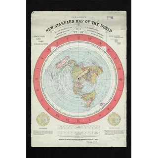 Cuadro Flat Earth Gleason's Map 60 X 90 Cm