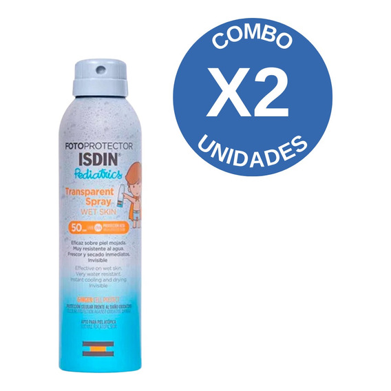 Pack X2 Isdin Fotoprotector Spf50+ Pediatrico Wet Skin 250ml