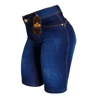 Kit 3 Bermuda Feminina Ciclista Jeans Lycra Ate O Joelho 