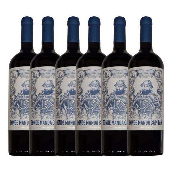 Combo Vino Donde Manda Capitan Malbec 750cc  X6 - Gobar®